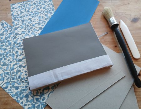 Book case binding in progress